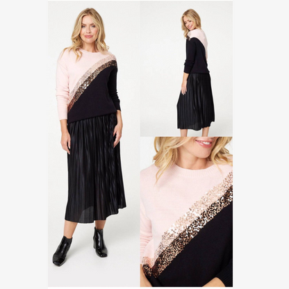 Sequin Diagonal Stripe Jumper