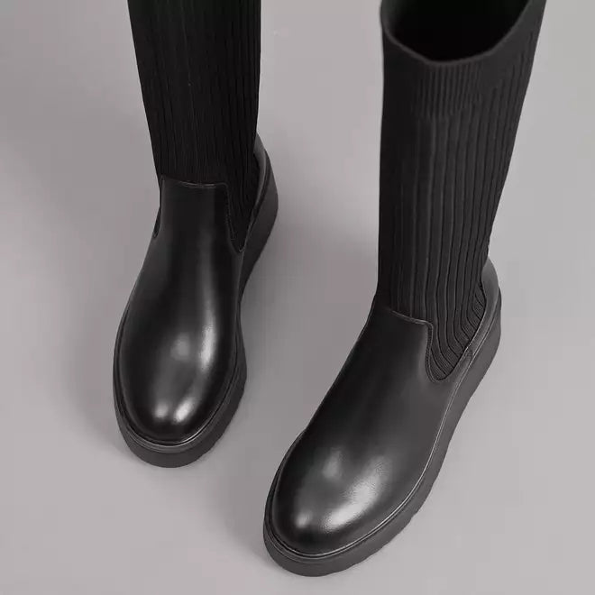 Knee High Elastic Sock Boots