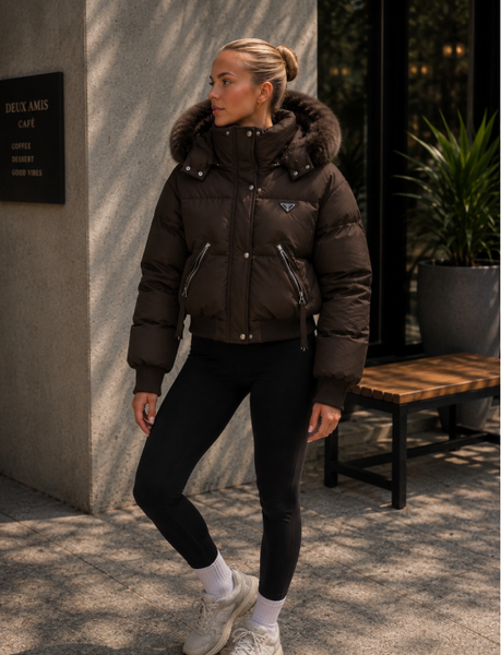 Womens Padded Jacket With Fur Hood