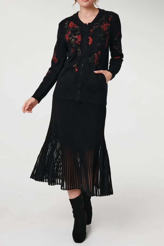 Stella Morgan Embroidered Cardigan