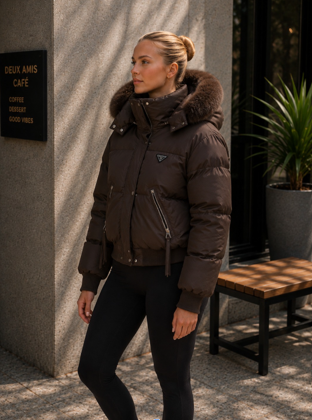 Womens Padded Jacket With Fur Hood