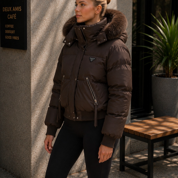 Womens Padded Jacket With Fur Hood