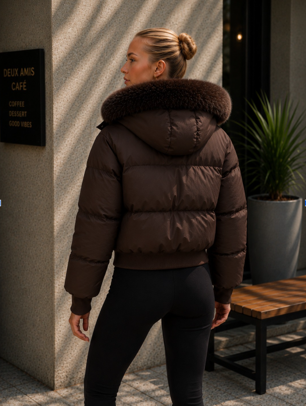 Womens Padded Jacket With Fur Hood