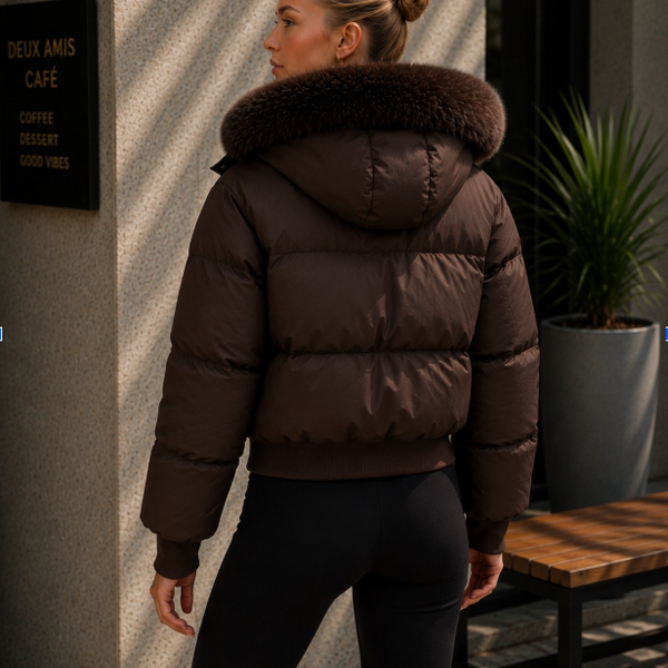 Womens Padded Jacket With Fur Hood