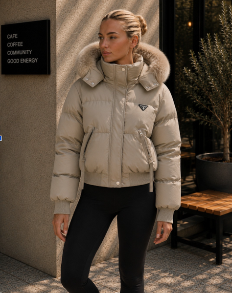 Womens Padded Jacket With Fur Hood