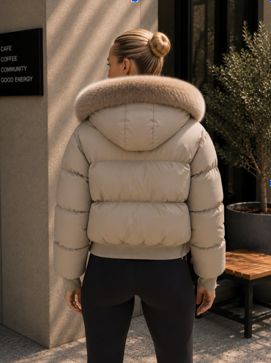 Womens Padded Jacket With Fur Hood