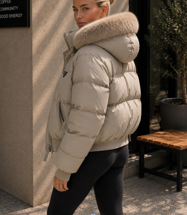 Womens Padded Jacket With Fur Hood