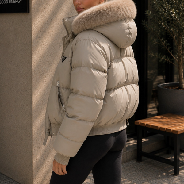 Womens Padded Jacket With Fur Hood