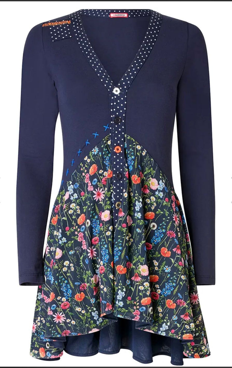 Pretty Florals Jersey Mesh Tunic Top