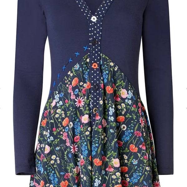 Pretty Florals Jersey Mesh Tunic Top