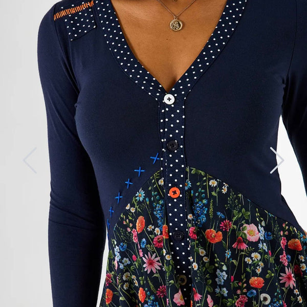 Pretty Florals Jersey Mesh Tunic Top