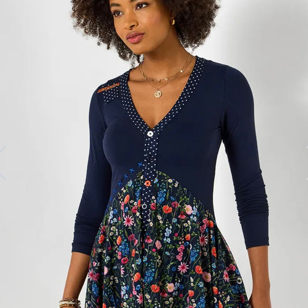 Pretty Florals Jersey Mesh Tunic Top