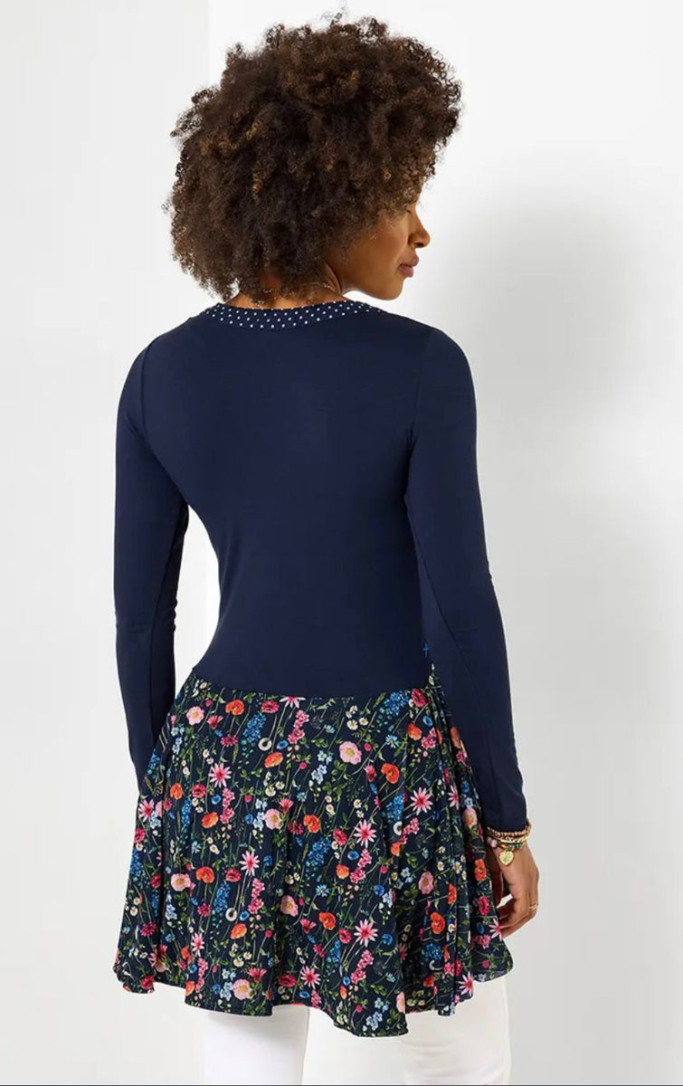 Pretty Florals Jersey Mesh Tunic Top
