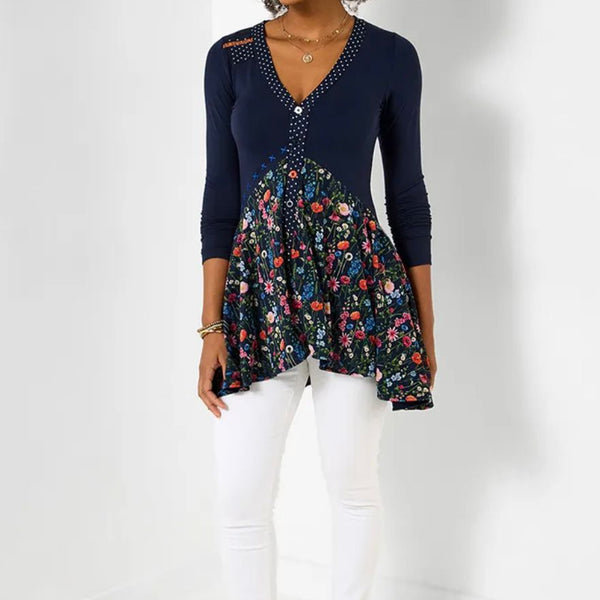 Pretty Florals Jersey Mesh Tunic Top