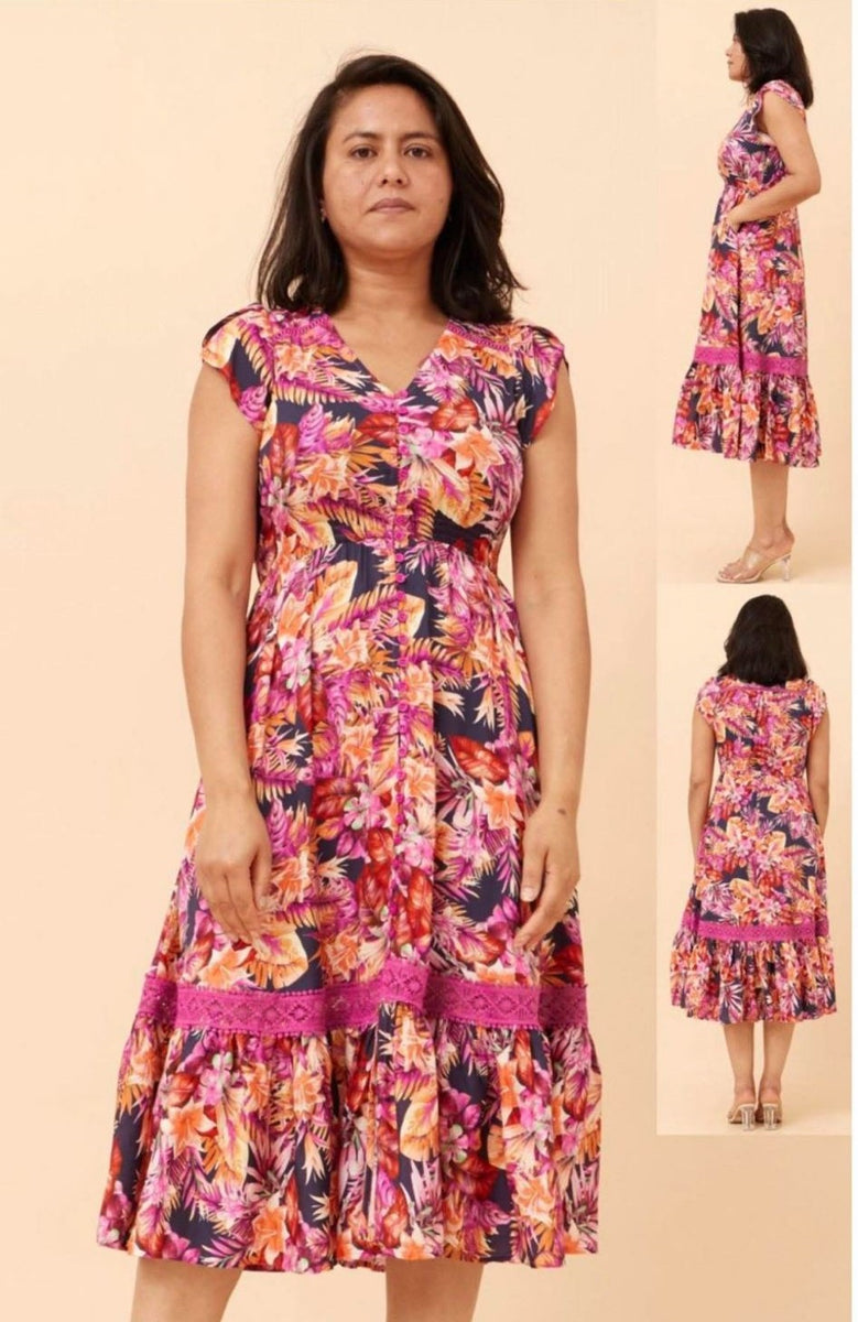 Stella Morgan Floral Maxi Dress in Multi Pink  Colour