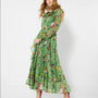 Daydreamer Printed Georgette Dress IN GREEN