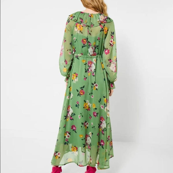 Daydreamer Printed Georgette Dress IN GREEN