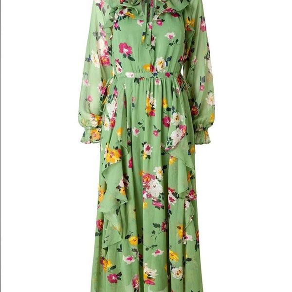 Daydreamer Printed Georgette Dress IN GREEN