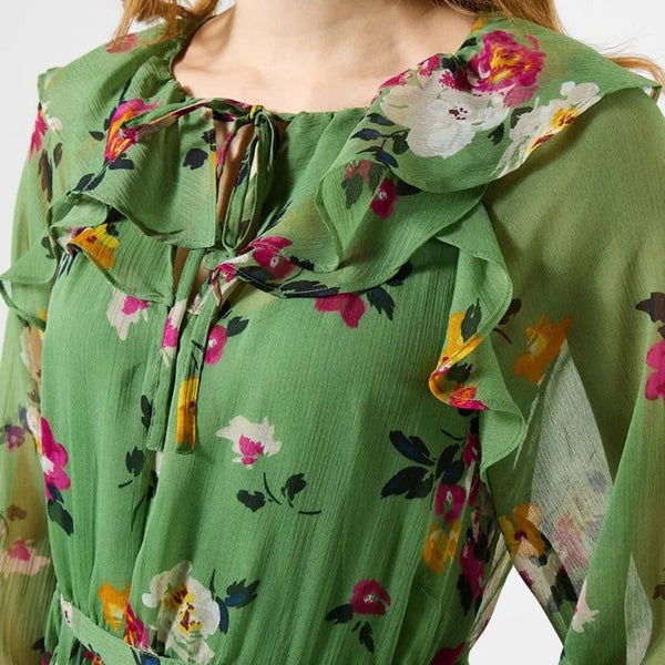 Daydreamer Printed Georgette Dress IN GREEN