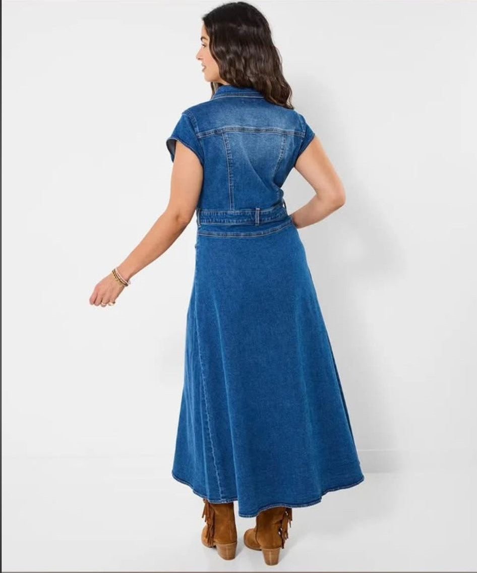 Sara Stretch Denim Maxi Dress