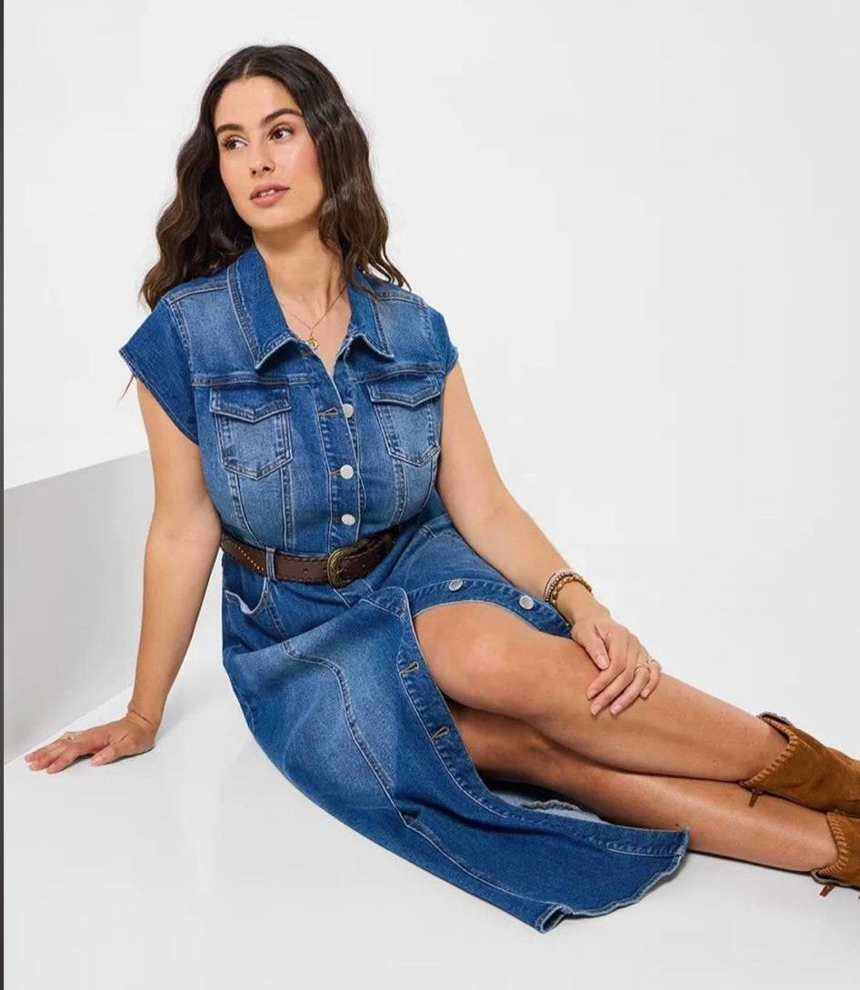 Sara Stretch Denim Maxi Dress