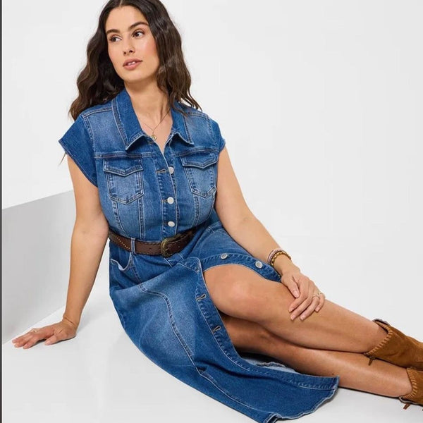 Sara Stretch Denim Maxi Dress