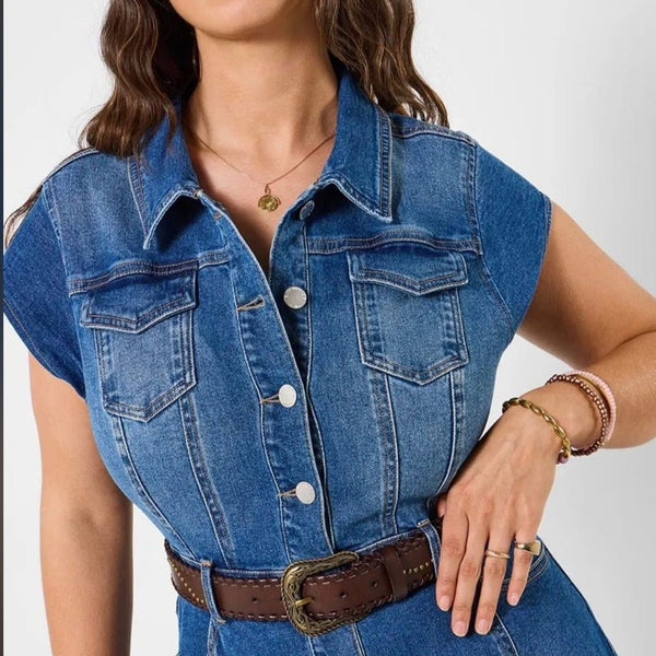 Sara Stretch Denim Maxi Dress