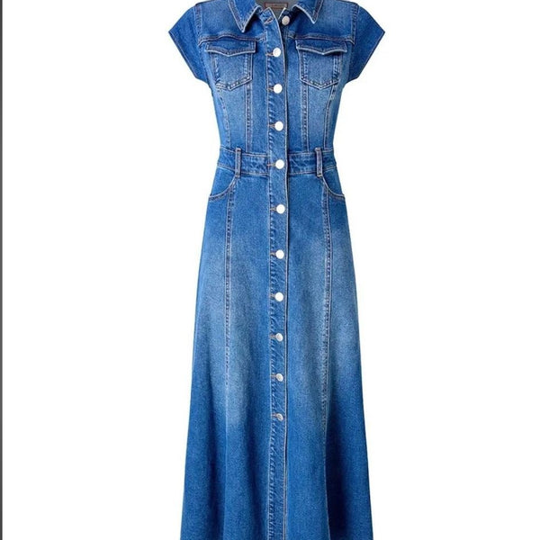 Sara Stretch Denim Maxi Dress