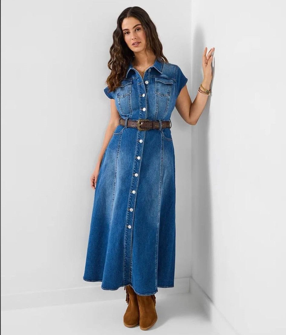 Sara Stretch Denim Maxi Dress