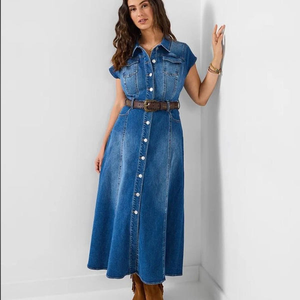 Sara Stretch Denim Maxi Dress